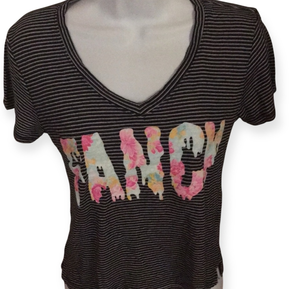 Recycled Kharma Fancy striped top sz M shirt soft short sleeves